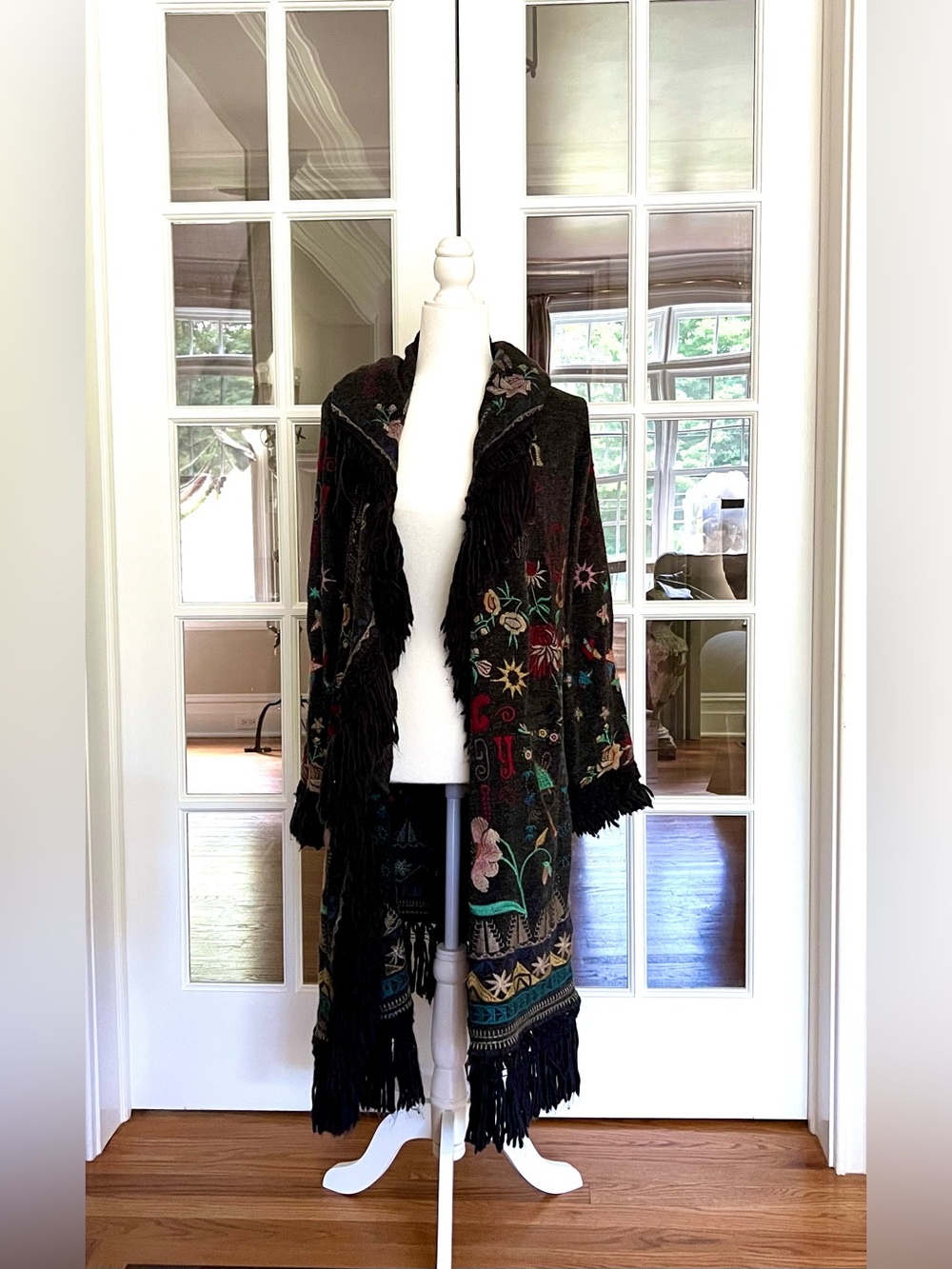 $600 Johnny Was  Embroidered Fringe Duster Jacket Size M